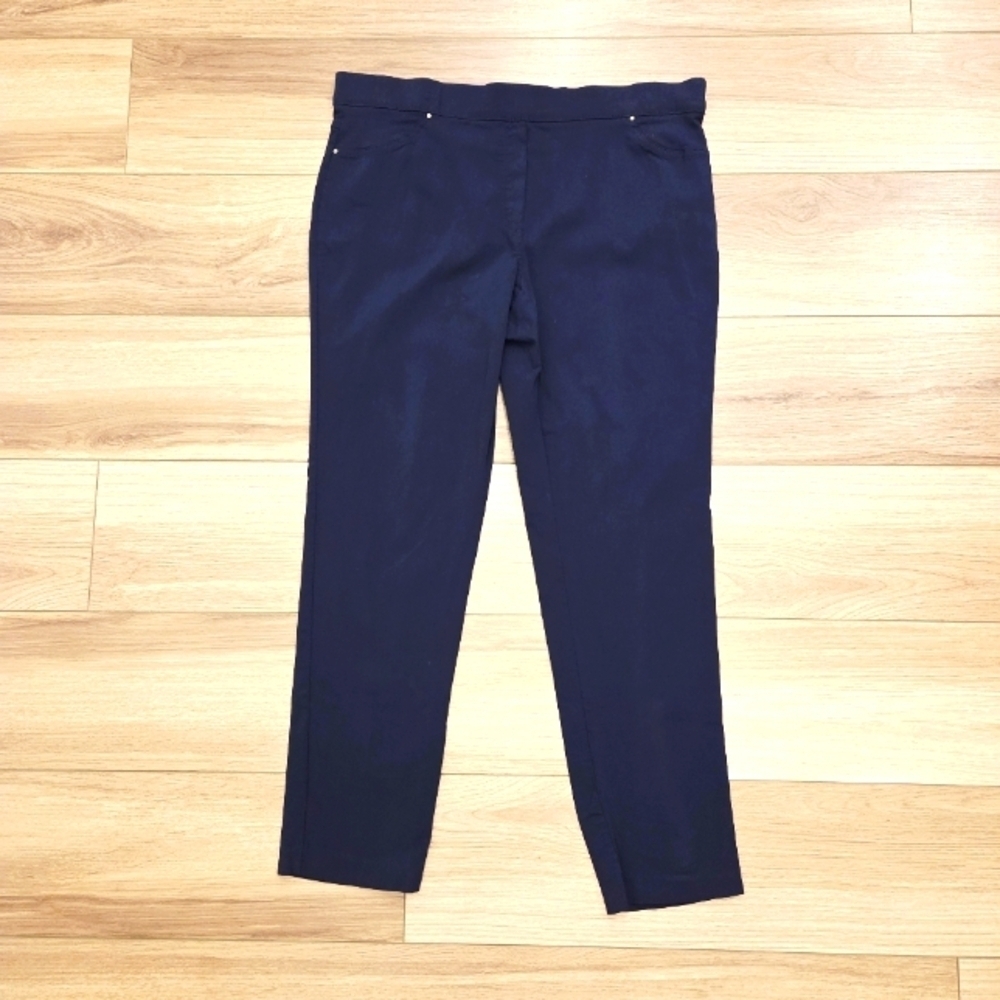 89th & Madison Navy Blue Pull On Elastic Waist Dress Pants Size XL